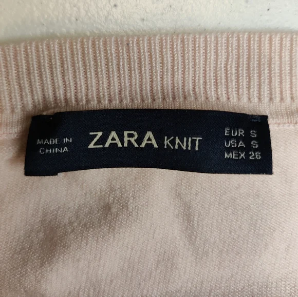 Zara Pink Pearl Knit Sweater Size Small - Picture 3 of 3